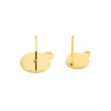 Boucles d'oreilles, Puces 10mm avec trou d'attache et embouts poussoirs, Acier Inoxydable 304 DORE à l'or fin 24K