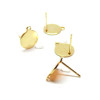 Boucles d'oreilles, Puces 10mm avec trou d'attache et embouts poussoirs, Acier Inoxydable 304 DORE à l'or fin 24K