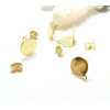 Boucles d'oreilles, Puces 10mm avec trou d'attache et embouts poussoirs, Acier Inoxydable 304 DORE à l'or fin 24K