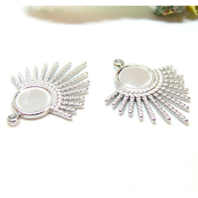 Support de Pendentif Eventail 8mm, Acier Inoxydable 304, finition Argenté