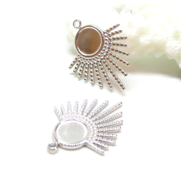 Support de Pendentif Eventail 8mm, Acier Inoxydable 304, finition Argenté