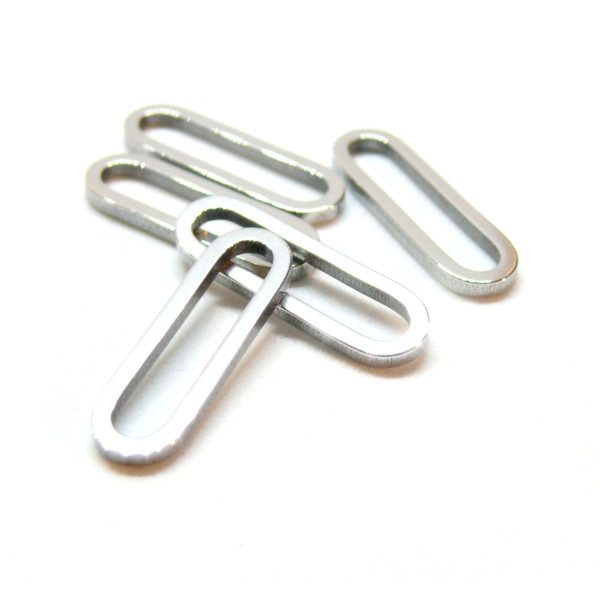 Pendentifs, connecteur Ovale 20 par 6mm, Acier Inoxydable finition Argent Platine