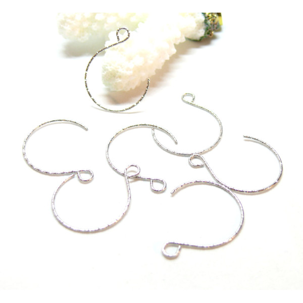 Boucles d'oreille Crochets martelées 24mm, Acier Inoxydable 316L  finition Argenté