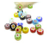 Perles Rondes Plates 6mm en Verre,  Millefiori fait Main