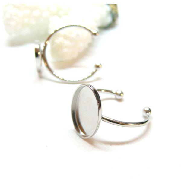 Supports de Bague Ovale 14 par 10mm, Acier Inoxydable 304, finition Argenté