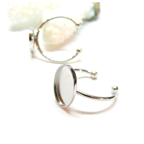 Supports de Bague Ovale 14 par 10mm, Acier Inoxydable 304, finition Argenté