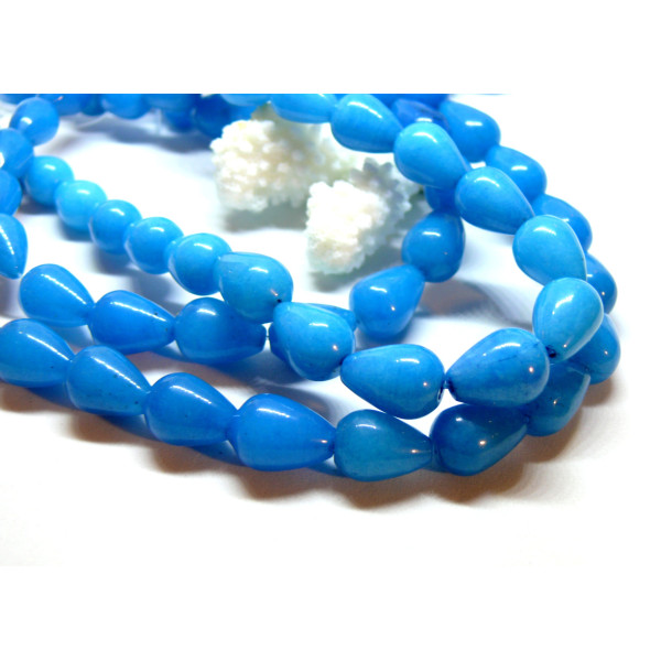 Perles intercalaire, jade teinté, forme géométrique, cônes 10 par 15mm, coloris Bleu intense