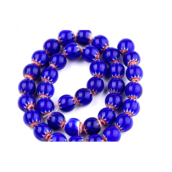 Perles Rondes en Verre 10 mm – Millefiori Fait Main