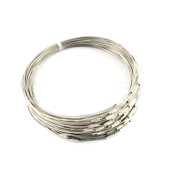 Colliers Tours de cou Rigides Cables 1mm, Acier Inoxydable finition Argent