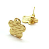 Boucles d'oreille Puces Fleur Martelée 12mm avec trou, Acier Inox Doré 18K, IONIQUE