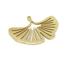 Pendentif Feuille Ginkgo Biloba 25mm – Acier Inoxydable Doré à l'or fin 18K placage IONIQUE
