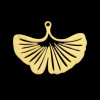 Pendentif Feuille Ginkgo Biloba 25mm,  Acier Inoxydable finition Doré à l'or fin 18K, placage IONIQUE
