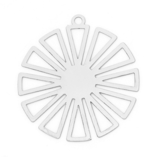 Estampes, pendentifs Géométrique 26 mm, métal coloris Argenté