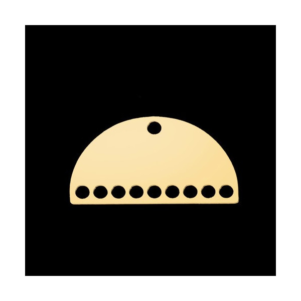 Multi Connecteurs Demi Cercle 21mm, Laiton  finition Doré à l'or fin 18K