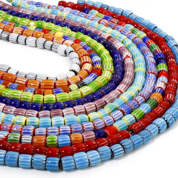 Perles Rondelles Verre 8mm, Verre Millefiori fait Main