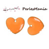 Sequins, médaillons émaillés biface, COEUR Orange base doré