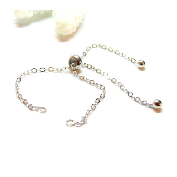 Bracelet Réglable, ajustable 20 cm, maille 1.8mm jaseron,  Laiton finition PLATINUM