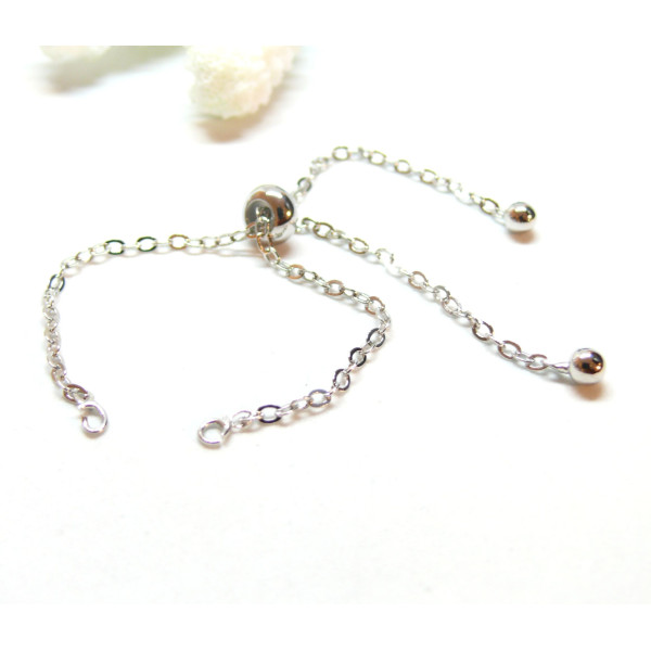 Bracelet Réglable, ajustable 20 cm, maille 1.8mm jaseron,  Laiton finition PLATINUM