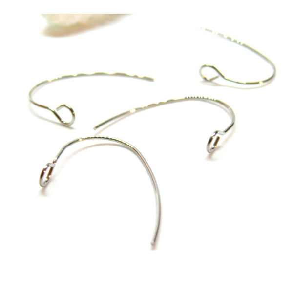 Boucles d'oreille Crochets 25mm, Acier Inoxydable 304 finition Argenté