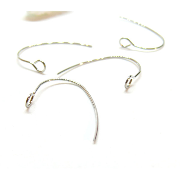 Boucles d'oreille Crochets 25mm, Acier Inoxydable 304 finition Argenté