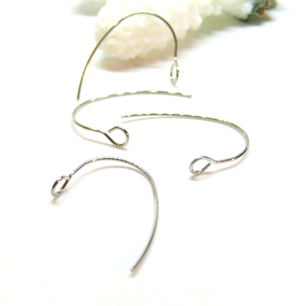 Boucles d'oreille Crochets 25mm, Acier Inoxydable 304 finition Argenté