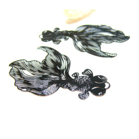 Estampes, pendentifs Poisson 48 mm, Acier Inoxydable finition NOIR