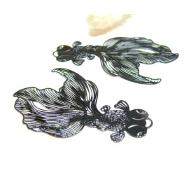 Estampes, pendentifs Poisson 48 mm, Acier Inoxydable finition NOIR