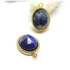 Pendentif  Lapis lazuli facettée 10 par 15mm,  Acier Inoxydable 304 finition Doré, PVD