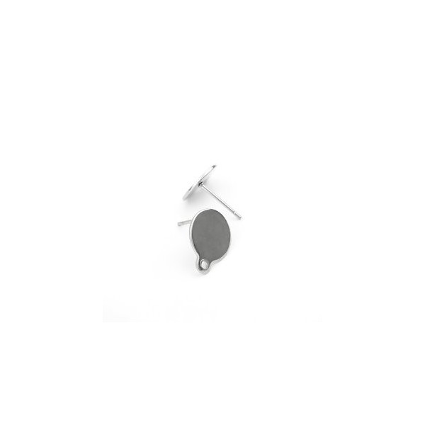 Boucles d'oreille Puce 8mm avec trou attache, Acier Inoxydable 304 couleur Argent Platine