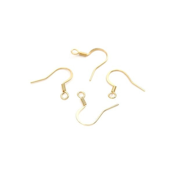 Boucles d'oreille Crochets 19 mm, Acier Inoxydable 304, finition Doré à l'or fin 18K