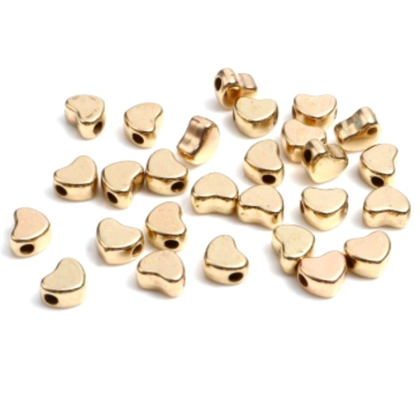 Perles Intercalaires - Coeur 7 mm - métal coloris Doré