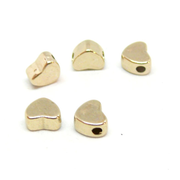 Perles Intercalaires - Coeur 7 mm - métal coloris Doré