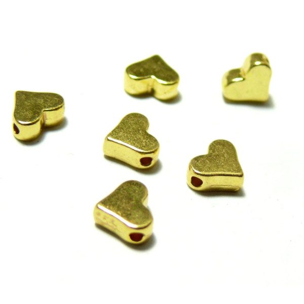 Perles intercalaires passants Coeur 7mm couleur Doré
