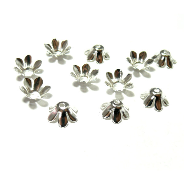 coupelles, calottes, caps, FLEUR, Argent Vif 14x5mm