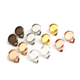 Supports de Boucles d'oreille clips Cuivre Coloris Argent Vif