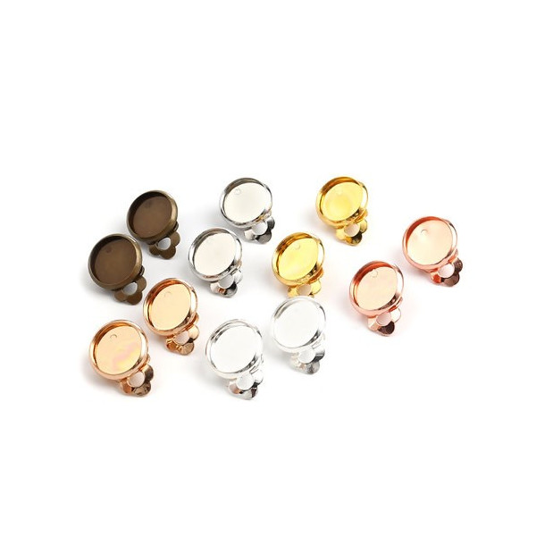 Supports de Boucles d'oreille clips Cuivre Coloris Argent Vif