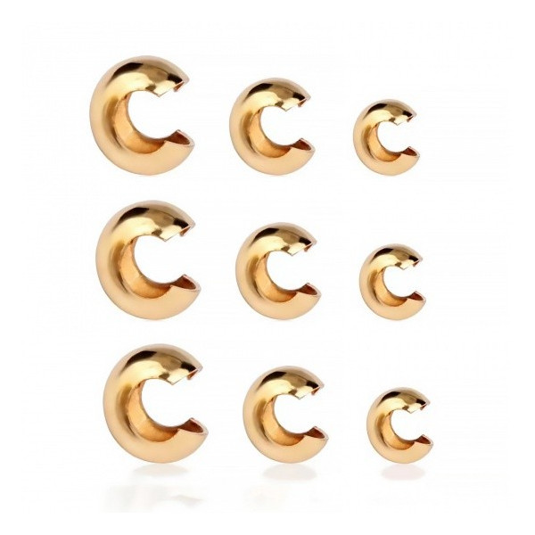 Caches Perles à Écraser 4.5mm, Acier Inoxydable finition Doré