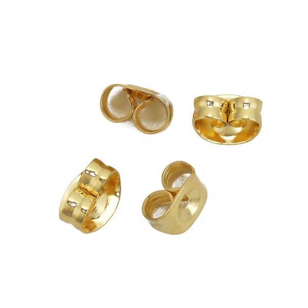 Embouts, poussoirs pour boucle d'oreille, Acier Inoxydable 304, finition doré à l'or fin 18K