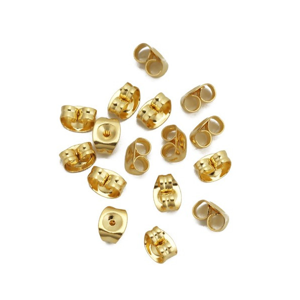 Embouts, poussoirs pour boucle d'oreille, Acier Inoxydable 304, finition doré à l'or fin 18K