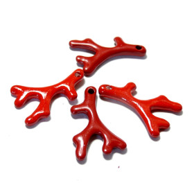 Breloques pendentifs Corail 25mm, metal couleur Rouge