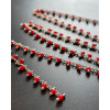 Chaine Perles de rocaille 1mm ROUGE, chaine finition Argenté