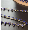 Chaine Perles de rocaille 1mm BLEU, chaine finition Argenté