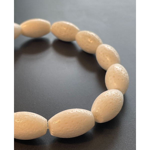 Perles Tonneau 20 par 12mm, Corail éponge BLANC