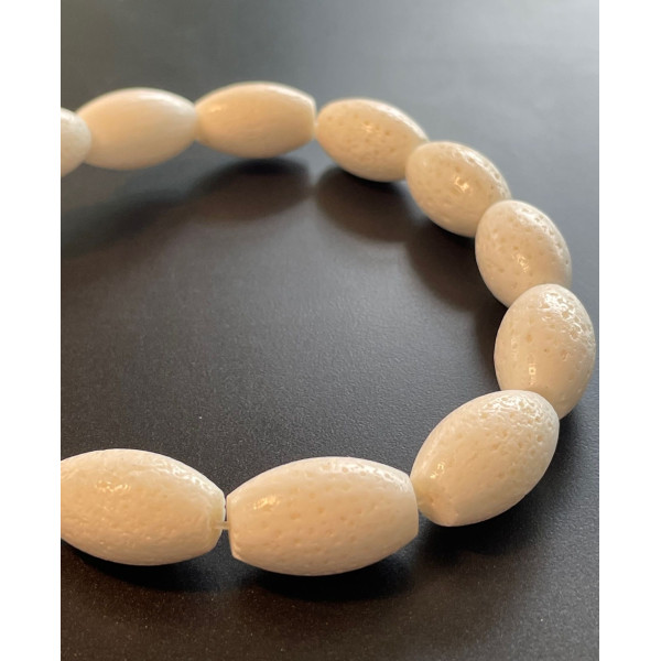 Perles Tonneau 20 par 12mm, Corail éponge BLANC