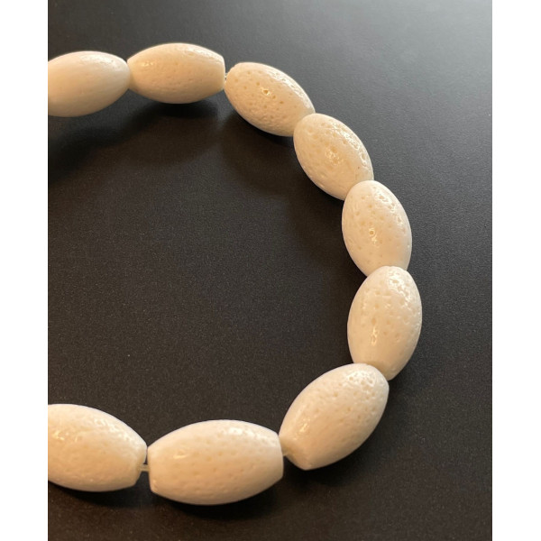 Perles Tonneau 20 par 12mm, Corail éponge BLANC