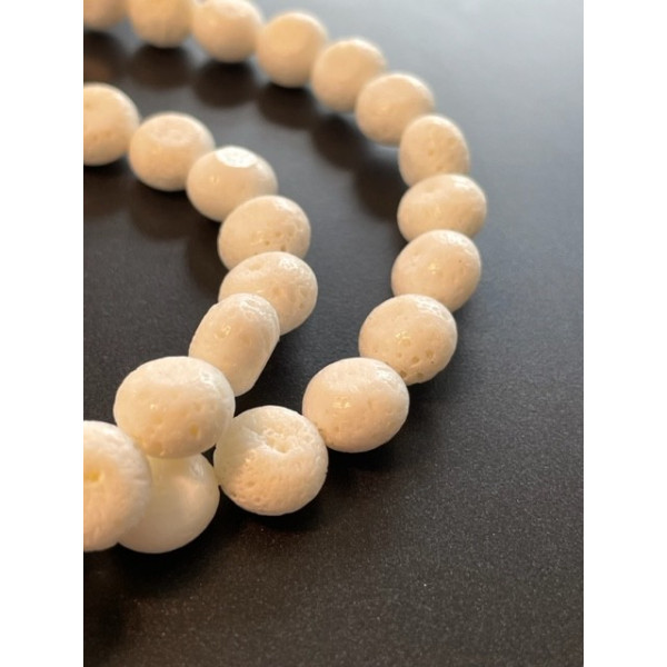 Perles Rondes plates 11 par 7mm, Corail éponge BLANC