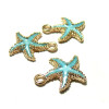 Pendentifs, breloques, Etoile de mer, Or Bleu 18x15mm