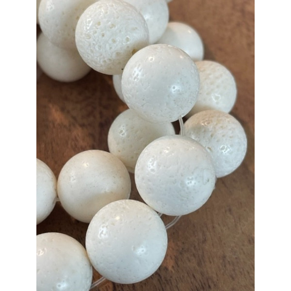 Perles Rondes 16mm, Corail éponge BLANC
