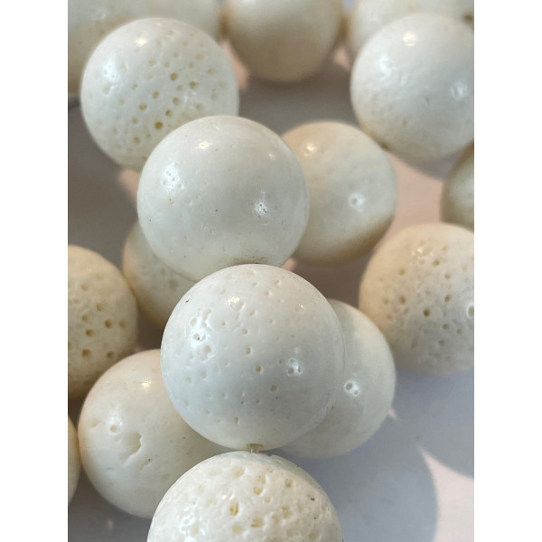 Perles Rondes 16mm, Corail éponge BLANC
