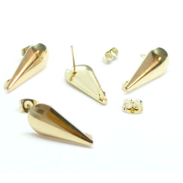 Boucles d’Oreilles Puce Goutte 20mm – Acier Inoxydable 304 Doré 18K avec Anneau d’Attache